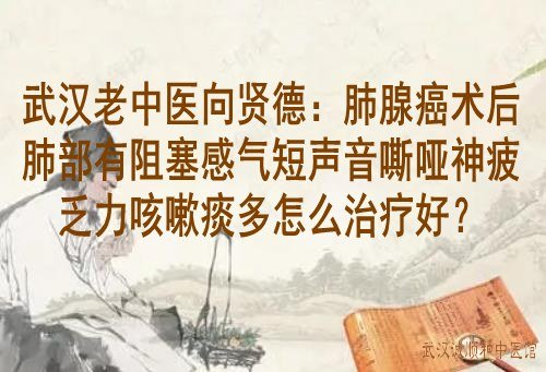 武汉老中医向贤德：肺腺癌术后肺部有阻塞感气短声音嘶哑神疲乏力咳嗽痰多怎么治疗好？