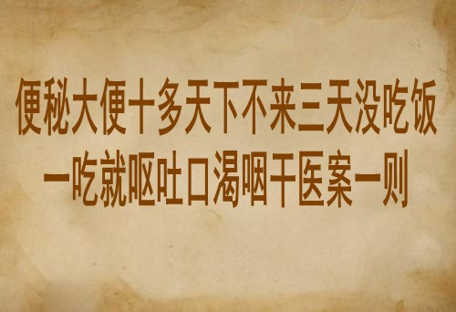 便秘大便十多天下不来三天没吃饭一吃就呕吐口渴咽干医案一则