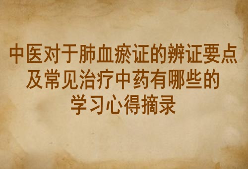 中医对于肺血瘀证的辨证要点及常见治疗中药有哪些的学习心得摘录