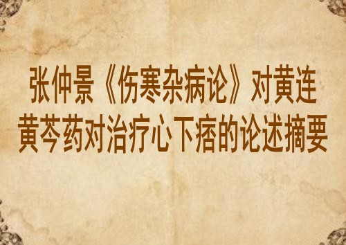 张仲景《伤寒杂病论》对黄连黄芩药对治疗心下痞的论述摘要