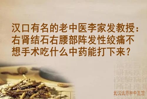 汉口有名的老中医李家发教授：右肾结石右腰部阵发性绞痛不想手术吃什么中药能打下来？