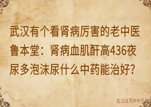 武汉有个看肾病厉害的老中医鲁本堂：肾病血肌酐高436夜尿多泡沫尿什么中药能治好？