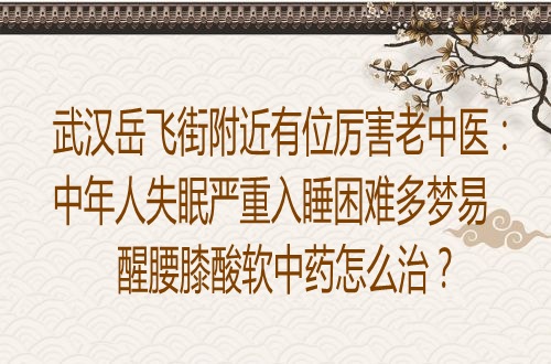 武汉岳飞街附近有位厉害老中医：中年人失眠严重入睡困难多梦易醒腰膝酸软中药怎么治？