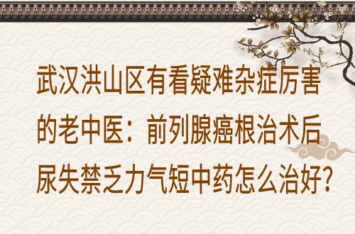 武汉洪山区有看疑难杂症厉害的老中医：前列腺癌根治术后尿失禁乏力气短中药怎么治好？