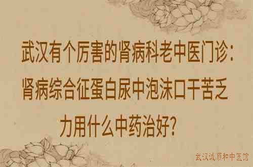 武汉有个厉害的肾病科老中医门诊：肾病综合征蛋白尿中泡沫口干苦乏力用什么中药治好？