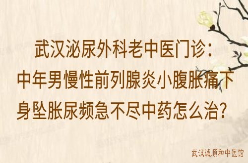 武汉泌尿外科老中医门诊：中年男慢性前列腺炎小腹胀痛下身坠胀尿频急不尽中药怎么治？