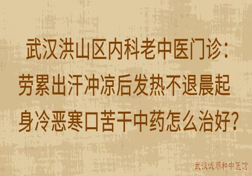 武汉洪山区内科老中医门诊：劳累出汗冲凉后发热不退晨起身冷恶寒口苦干中药怎么治好？