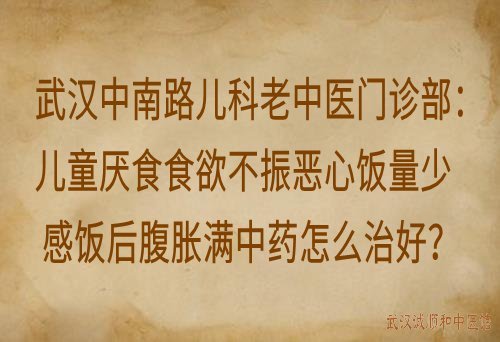 武汉中南路儿科老中医门诊部：儿童厌食食欲不振恶心饭量少感饭后腹胀满中药怎么治好？