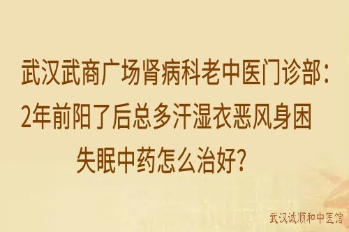 武汉武商广场肾病科老中医门诊部：2年前阳了后总多汗湿衣恶风身困失眠中药怎么治好？