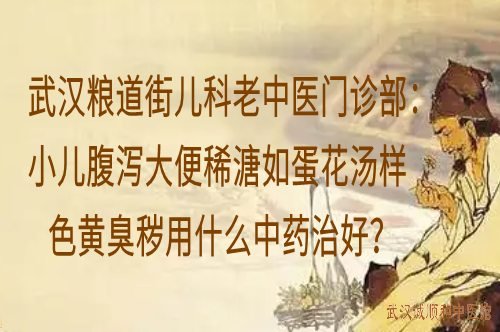 武汉粮道街儿科老中医门诊部：小儿腹泻大便稀溏如蛋花汤样色黄臭秽用什么中药治好？